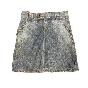 GAP Women Sz 6 Denim Mini Skirt Y2K VTG Stretch Medium Wash